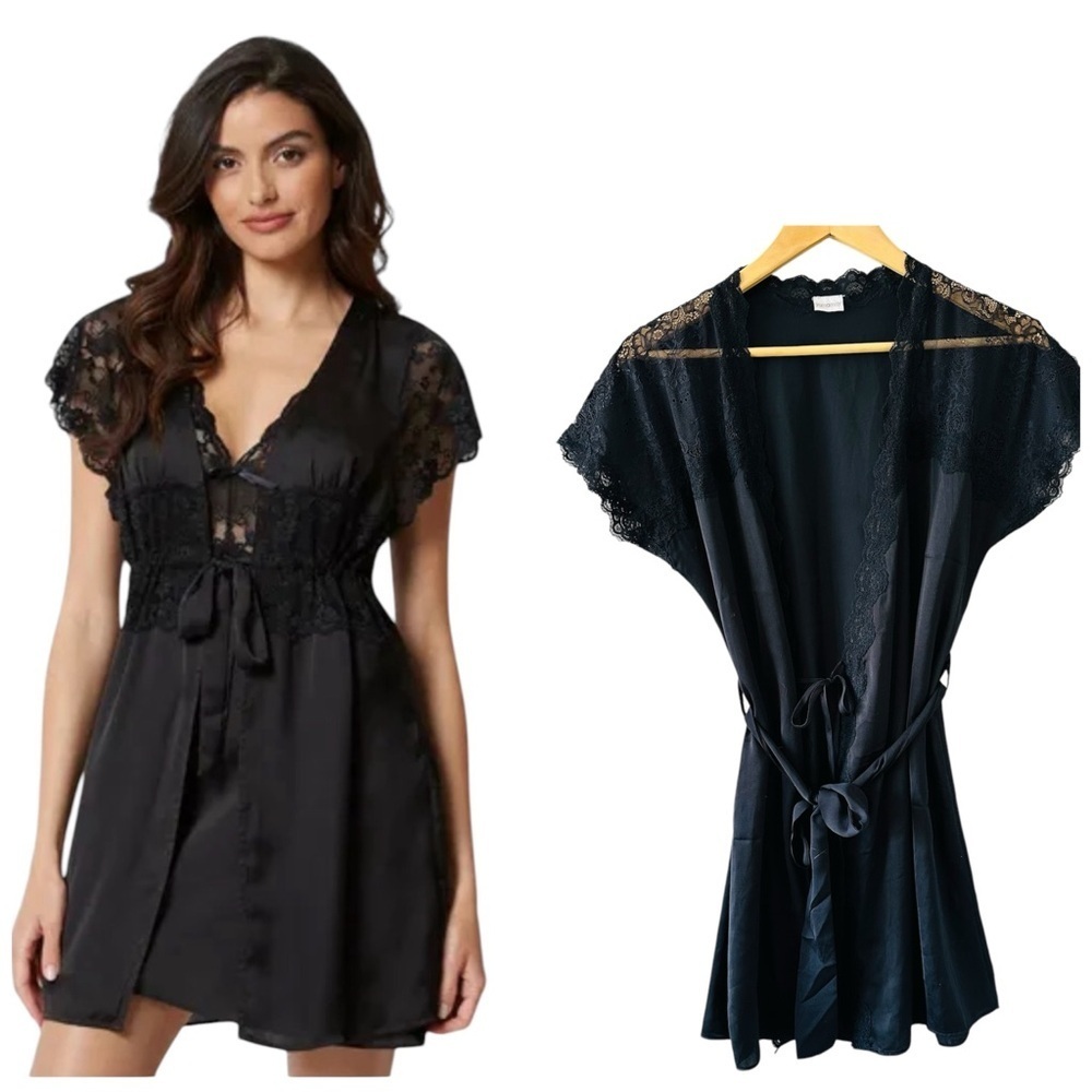 Yamamay Black Lace Robe Sz Small Coquette Rococo Revival | Old Hollywood